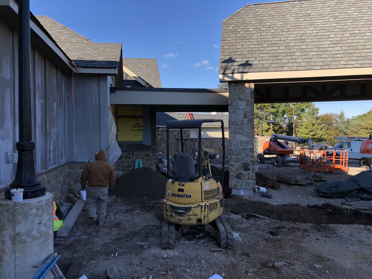 Hydraulic hammer and excavator at the entry of Crestmont, second view.